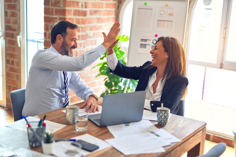 IT professionals collaborating in a modern office environment